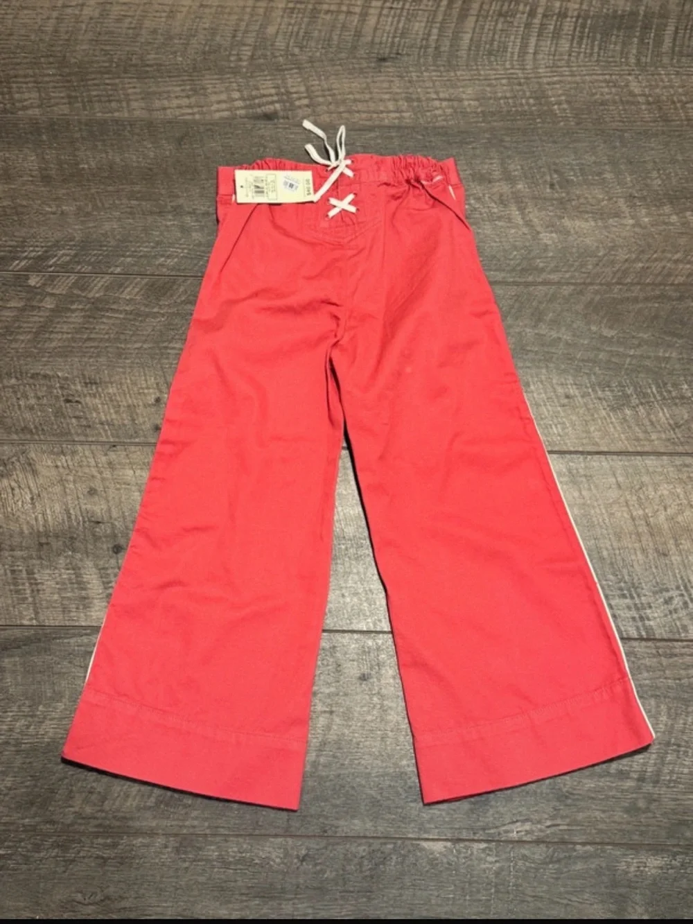 Ralph Lauren Coral Red Sailor Wide-Leg Kids Pants